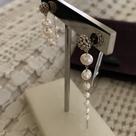 Lagos Lina Pearl and Sterling Silver Dangle Earrings - Picture 2 of 5